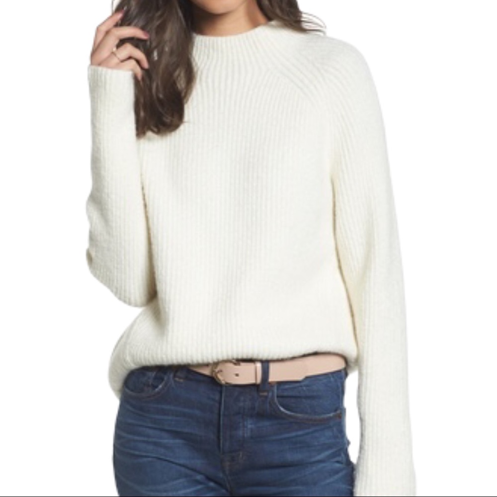 Madewell Northfield Mockneck Ribbed Cream Sweater